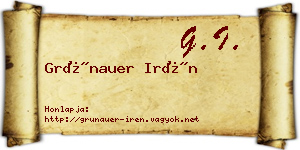 Grünauer Irén névjegykártya
